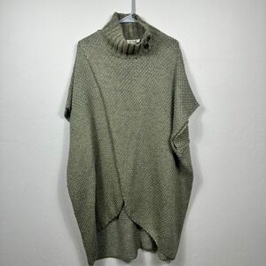 Simply Noelle Womens Olive Green Poncho Cape Sweater Knit Pullover Oversized XXL